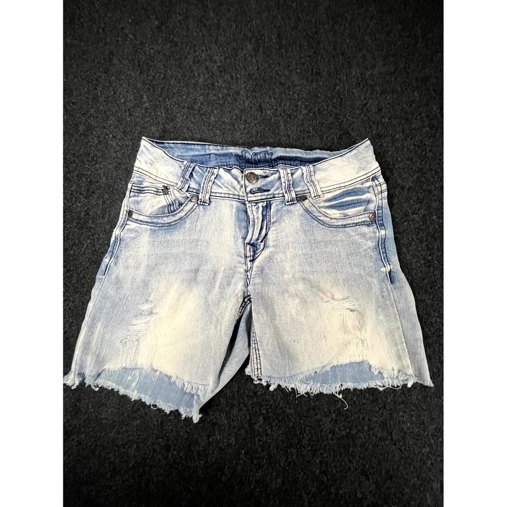 Y2K Wallflower Cut Off Shorts Womens 9 Blue Denim‎ Stretch Raw Hem Distressed